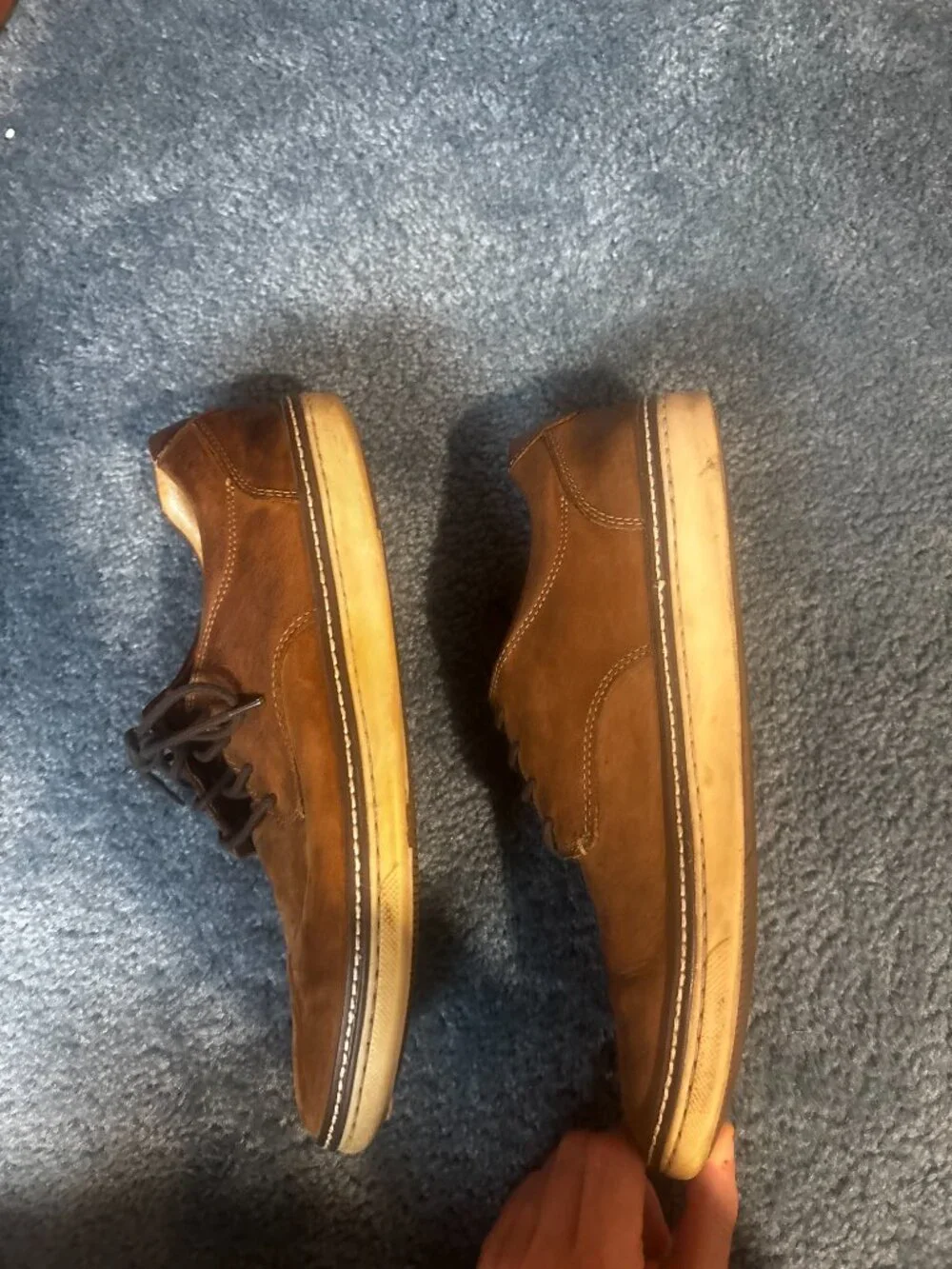 Johnston & Murphy Men's Brown Leather Derby Shoes Size 10 Lace Up Plain Toe
